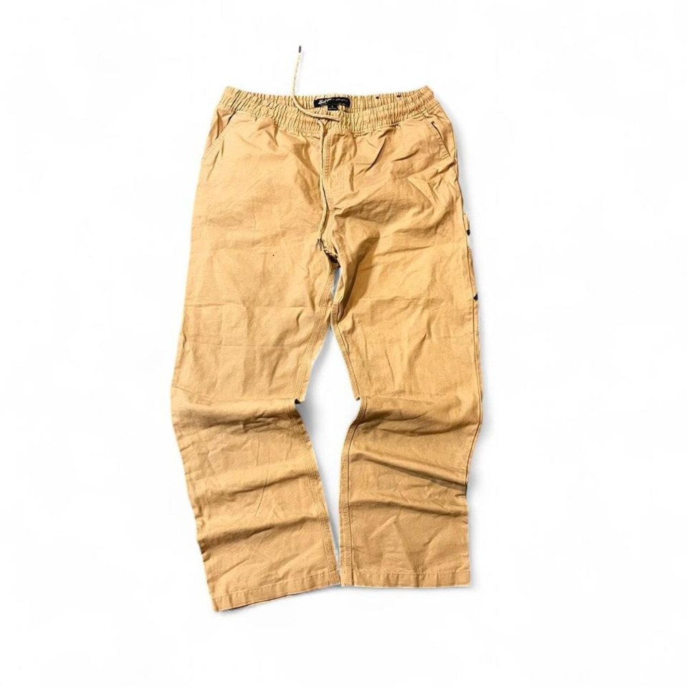 Men's Tan Carpenter Utility Pants Size L Drawstring Workwear